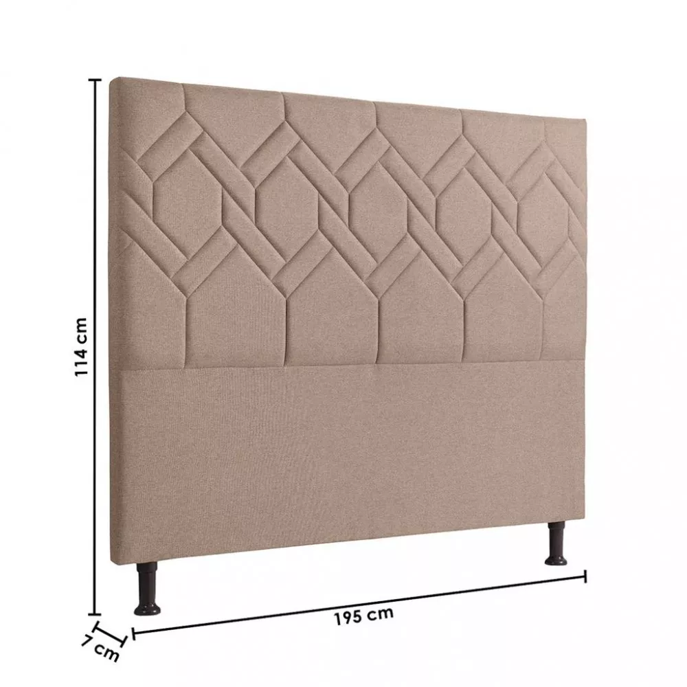 Cabeceira Estofada King 195cm Linho Alana JS Móveis
