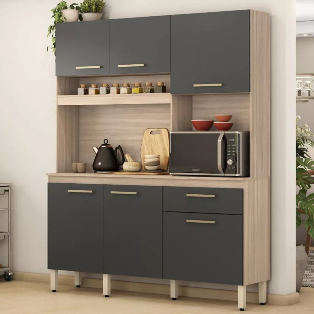 Cozinha Compacta 6 Portas 1 Gaveta com Tampo Alamo Demobile