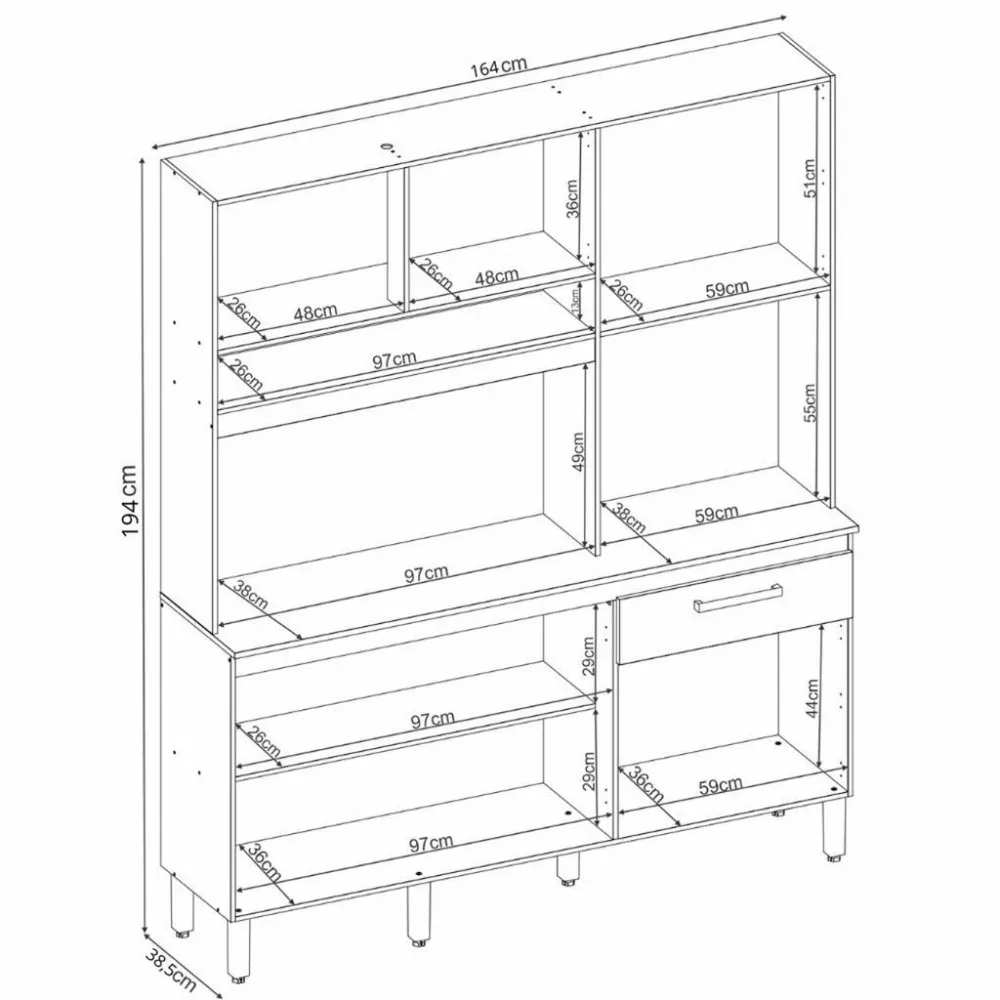 Cozinha Compacta 6 Portas 1 Gaveta com Tampo Alamo Demobile