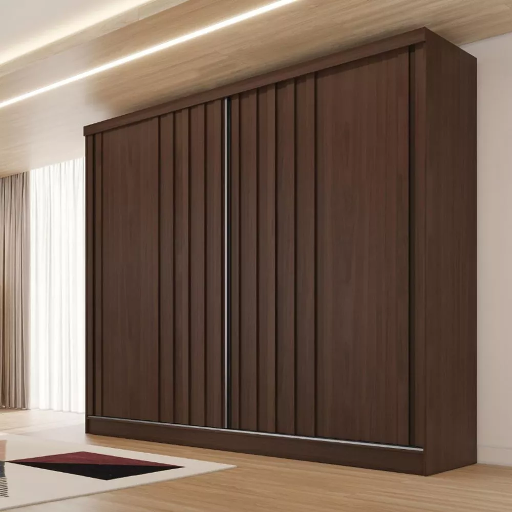Guarda Roupa Casal Ripado 2 Portas de Correr 100 MDF Galati Made Marcs