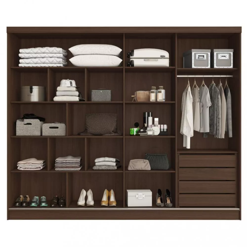 Guarda Roupa Casal Ripado 2 Portas de Correr 100 MDF Galati Made Marcs