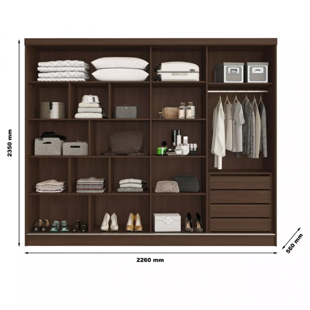 Guarda Roupa Casal Ripado 2 Portas de Correr 100 MDF Galati Made Marcs