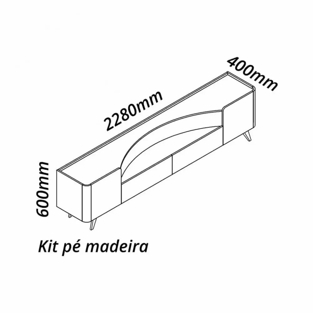Rack para TV até 85 Polegadas 2 Portas 2 Gavetas Pés de Madeira Infinity Gelius
