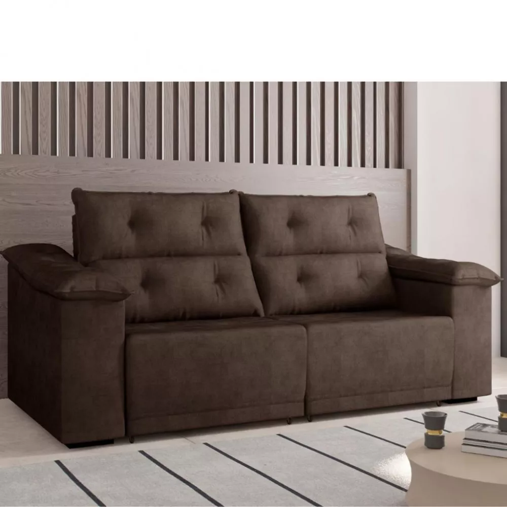 Sofá 3 Lugares 230cm Retrátil Reclinável Suede Parati Flash