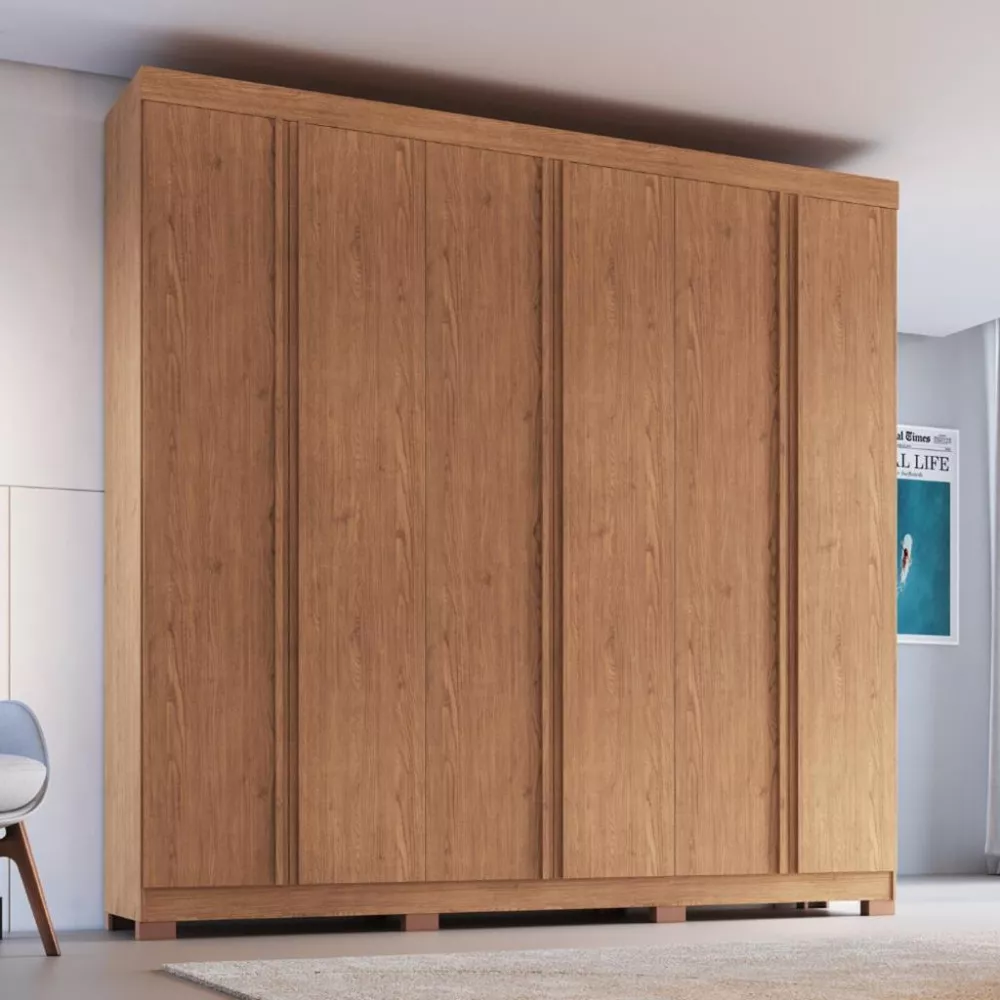 Guarda Roupa Casal 6 Portas com Pés 100 MDF Eros Móveis Castro