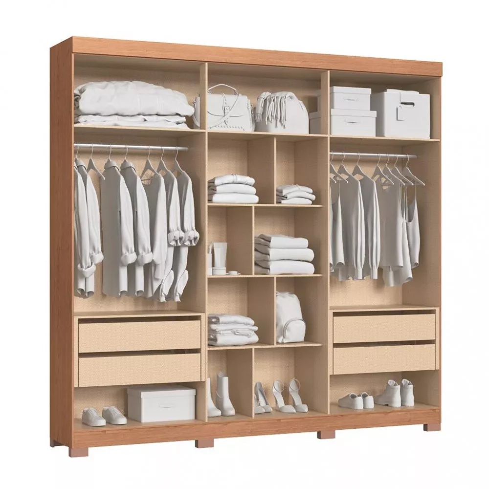 Guarda Roupa Casal 6 Portas com Pés 100 MDF Eros Móveis Castro