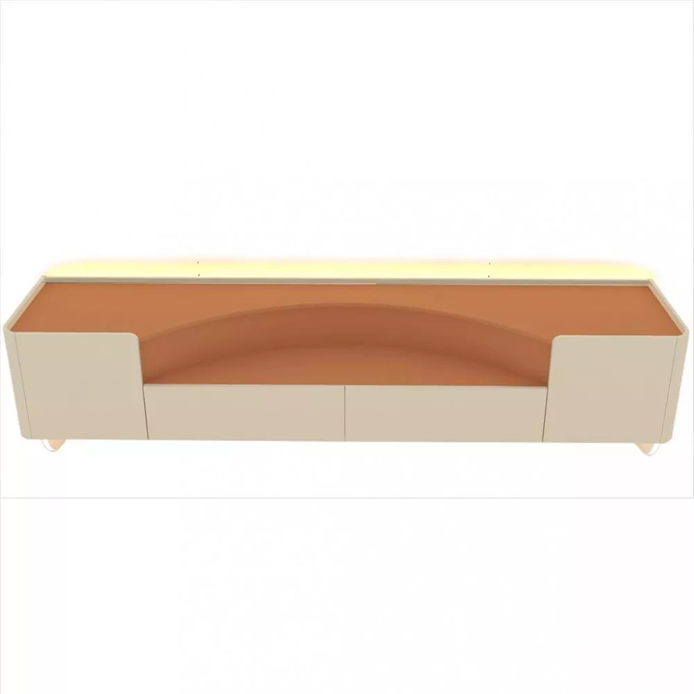Rack para TV até 85 Polegadas com LED 2 Portas 2 Gavetas Pés de Vidro 100 MDF Infinity Gelius