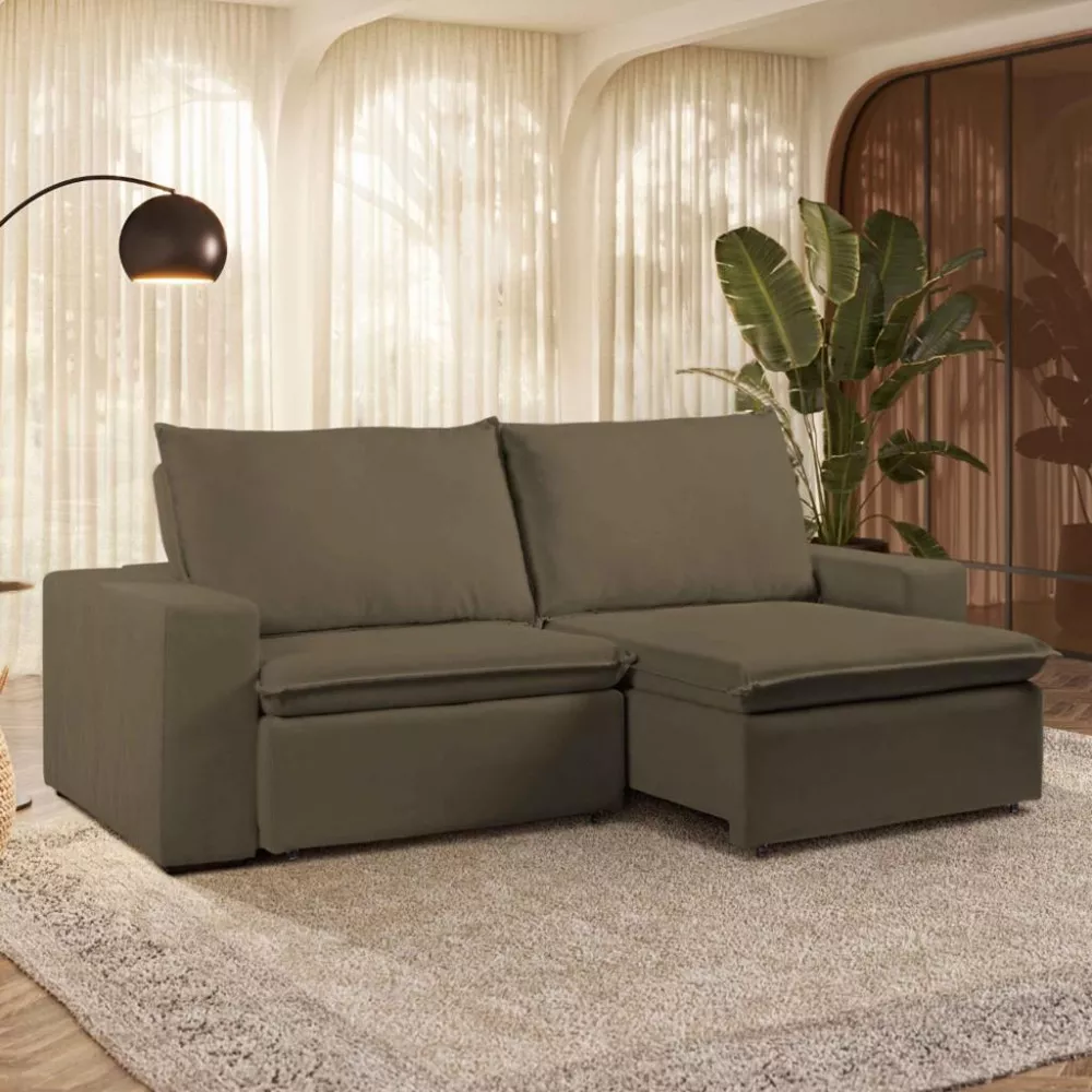 Sofá 4 Lugares Retrátil Reclinável com Massageador 250cm Veludo Daniela Takei