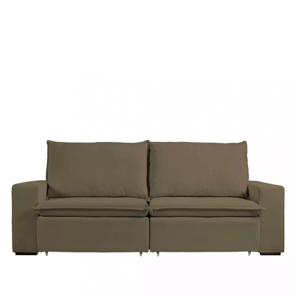 Sofá 4 Lugares Retrátil Reclinável com Massageador 250cm Veludo Daniela Takei