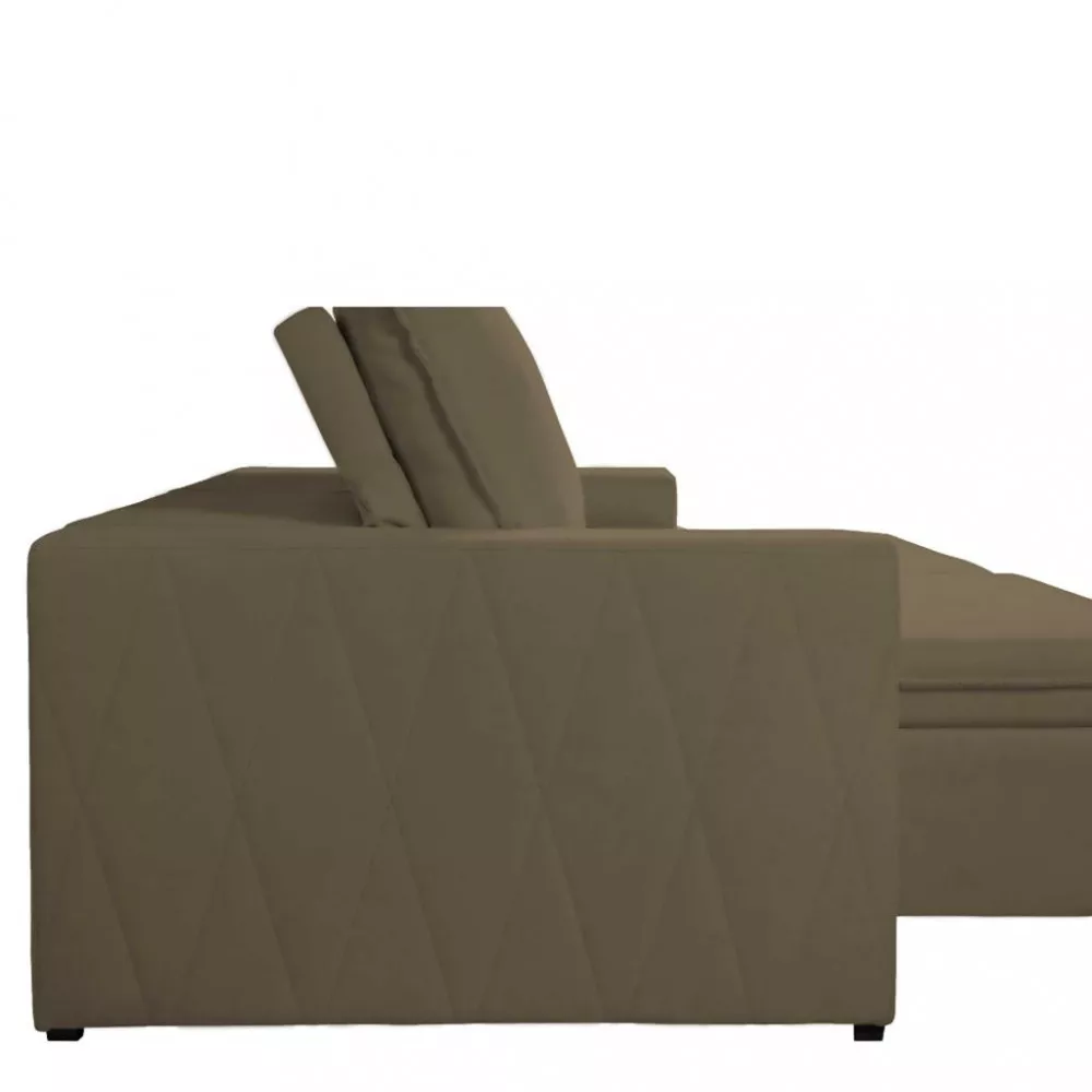 Sofá 4 Lugares Retrátil Reclinável com Massageador 250cm Veludo Daniela Takei