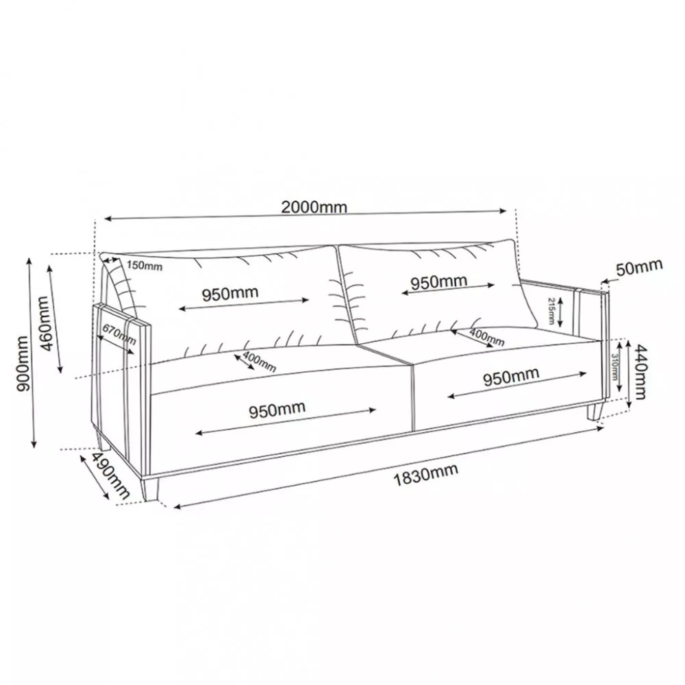 Sofá 3 Lugares 181,5cm Linho living Mult Viero