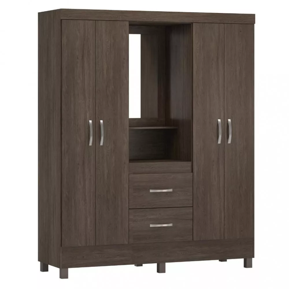 Guarda Roupa Solteiro 4 Portas 2 Gavetas Lord Demobile