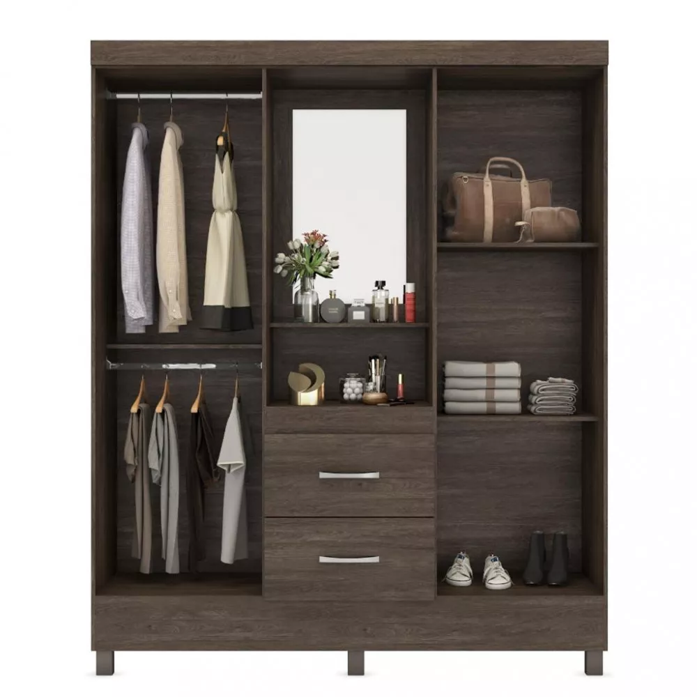 Guarda Roupa Solteiro 4 Portas 2 Gavetas Lord Demobile