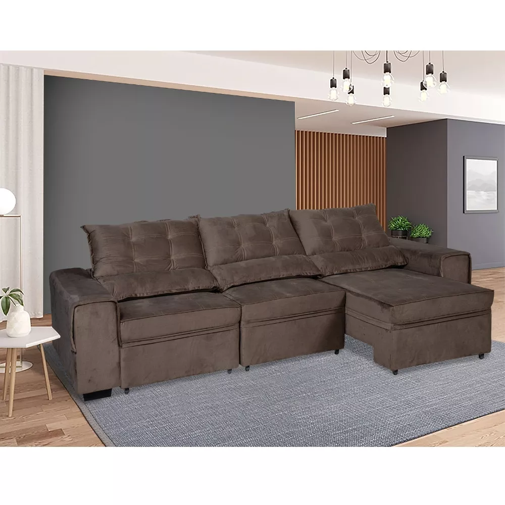 Sofá 4 Lugares 295cm Veludo Bahrein Berflex