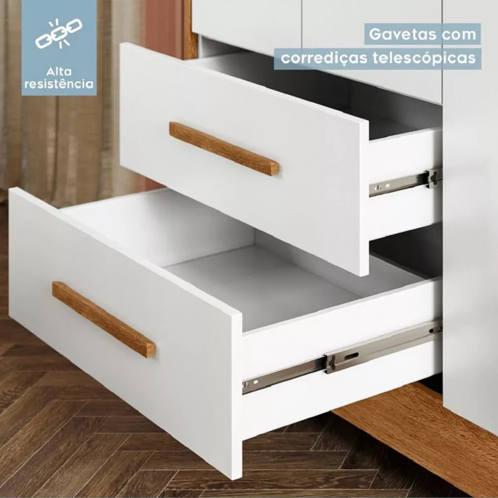 Guarda Roupa Infantil 3 Portas 2 Gavetas Flex Flocos Tigus Baby