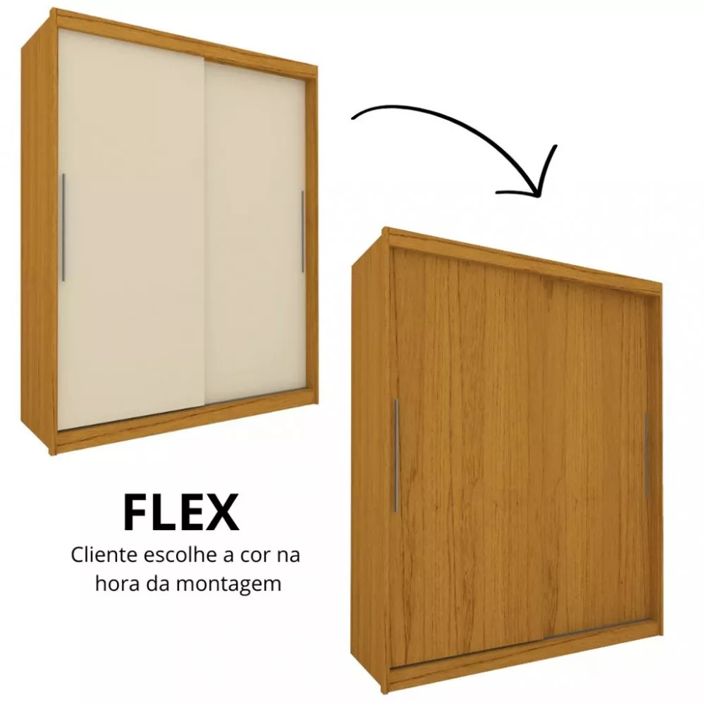 Image 2 of 5 of Guarda Roupa Solteiro 2 Portas de Correr 3 Gavetas Flex Agata Gelius