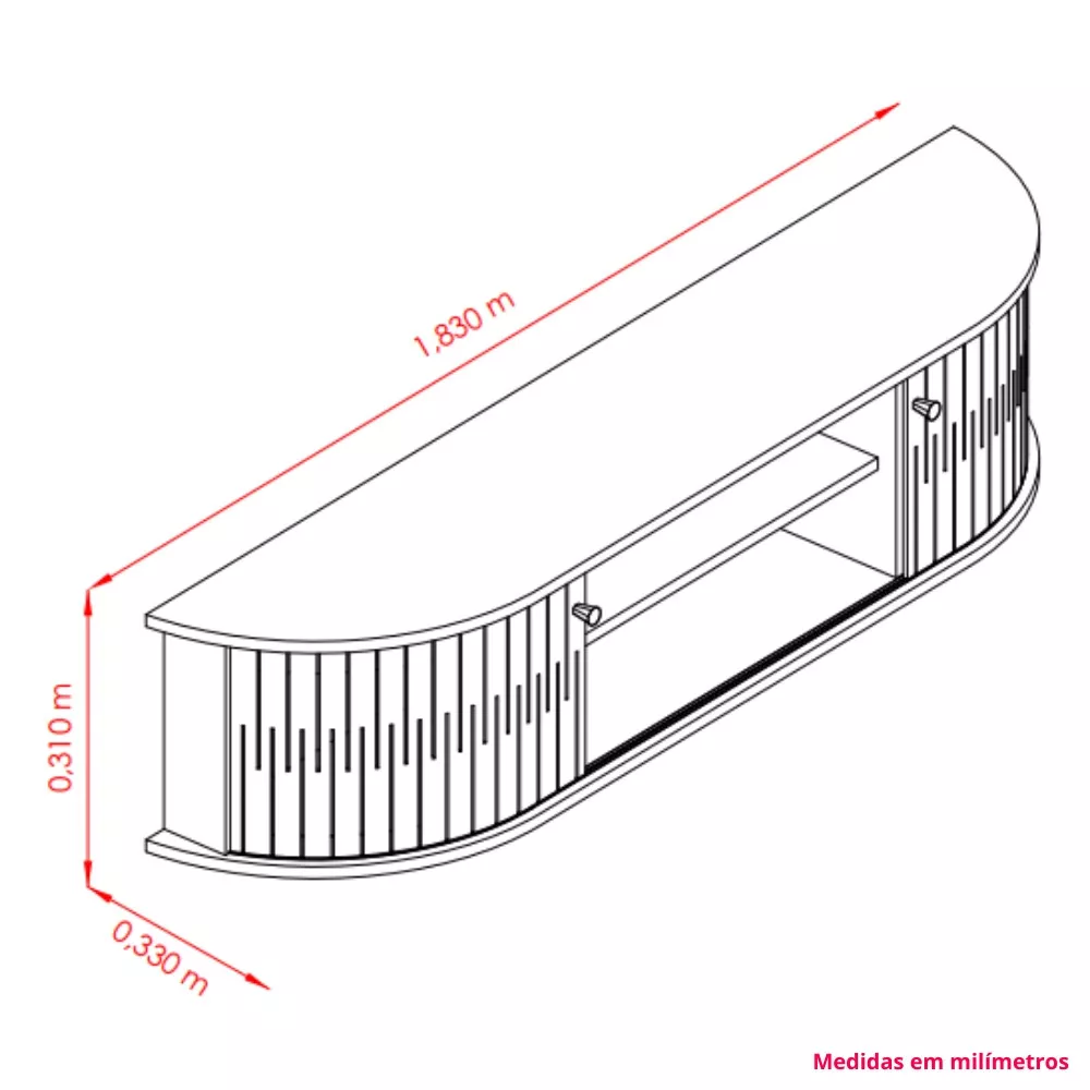 Rack Suspenso para TV até 75 Polegadas 2 Portas Algarve Madetec