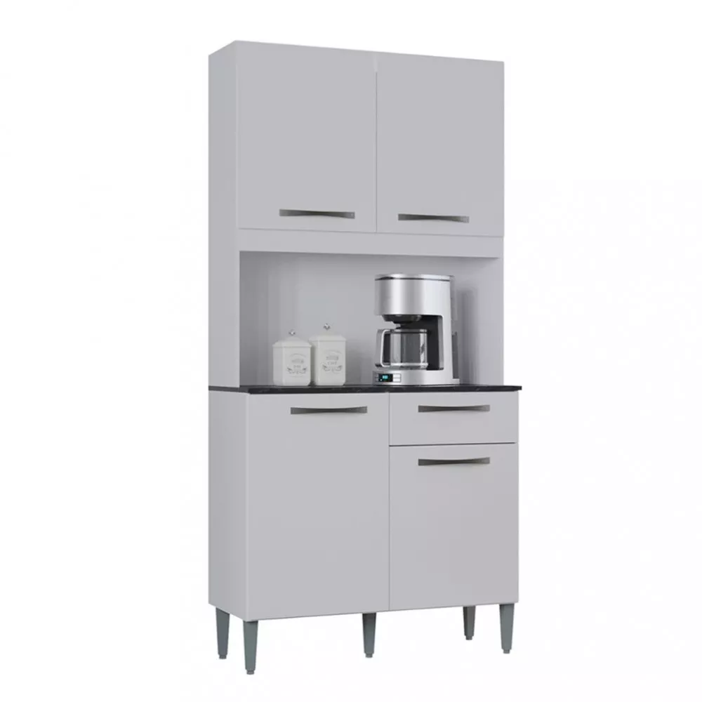 Cozinha Compacta 4 Portas 1 Gaveta 90cm Livia Poquema