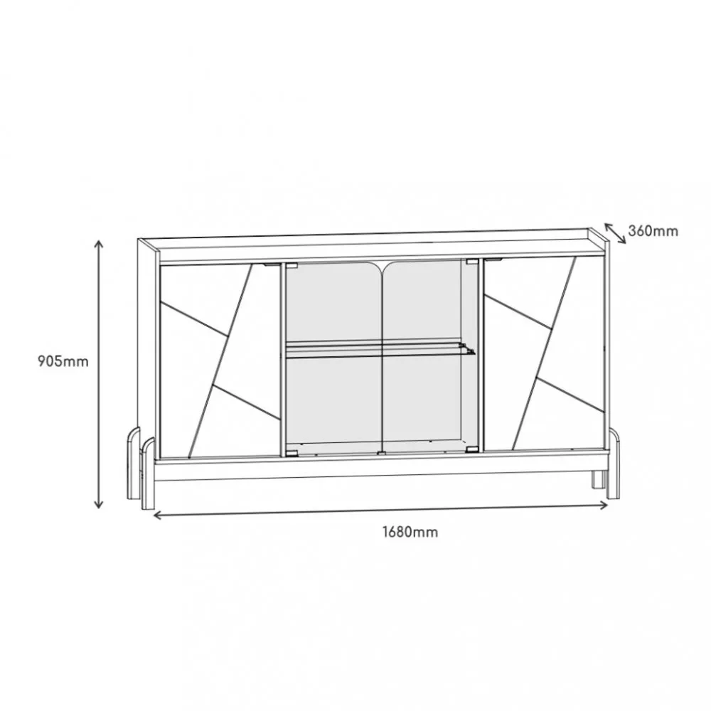 Image 3 of 5 of Aparador Buffet 4 Portas e Vidro com Pés de Madeira Bari Casa D