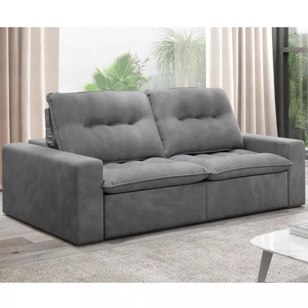 Sofá 3 Lugares 230cm Retrátil Reclinável Suede Veneza Flash