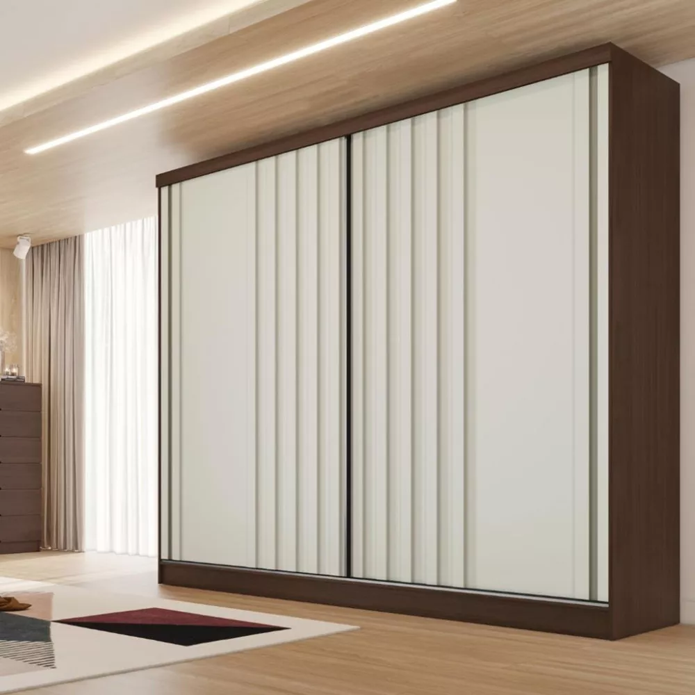 Guarda Roupa Casal Ripado 2 Portas de Correr 100 MDF Galati Made Marcs