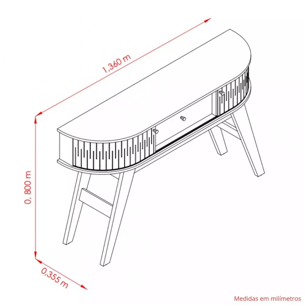 Aparador 2 Portas Flexíveis 1 Gaveta com Pés Estoril Madetec