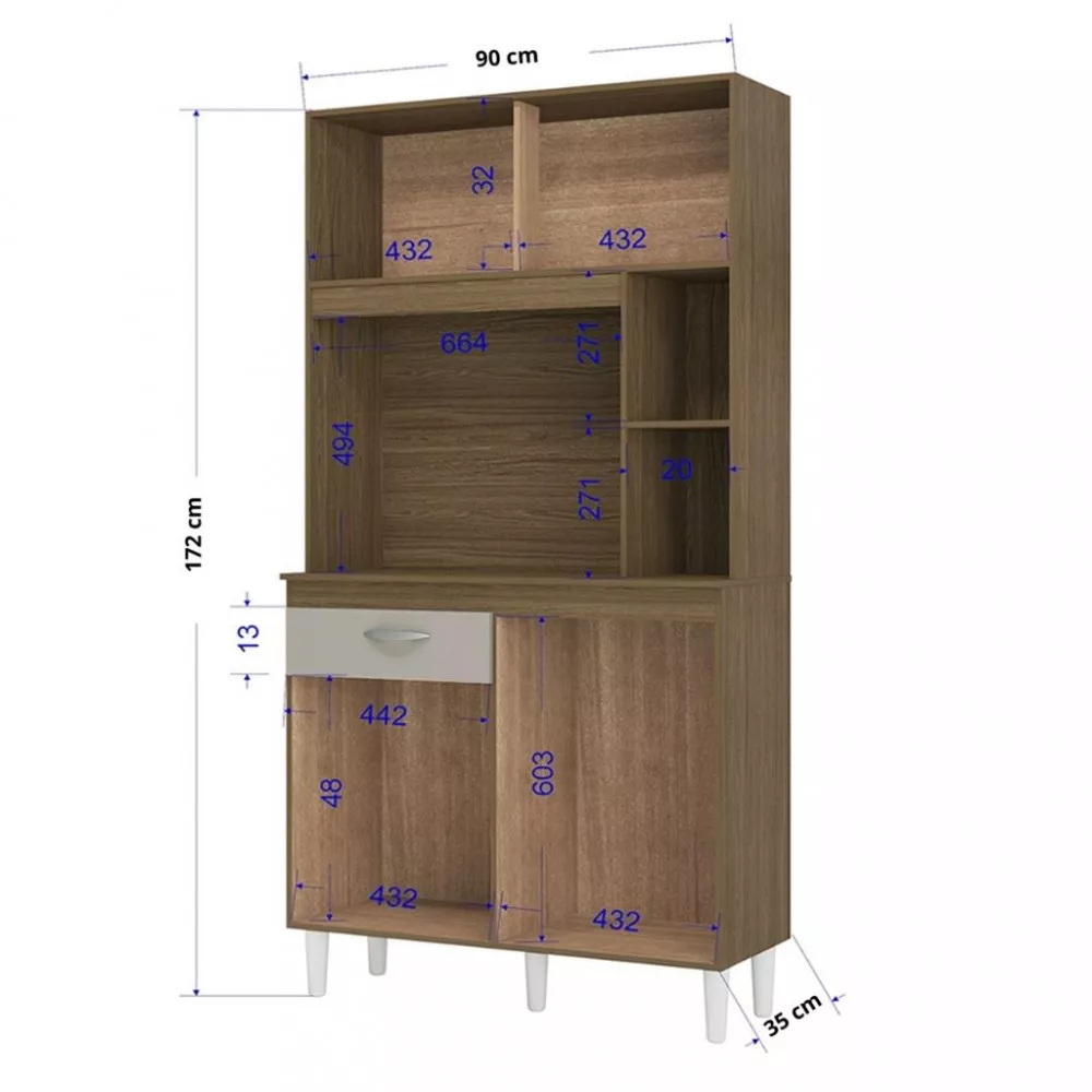 Cozinha Compacta 4 Portas 1 Gaveta com Tampo Duda Poquena