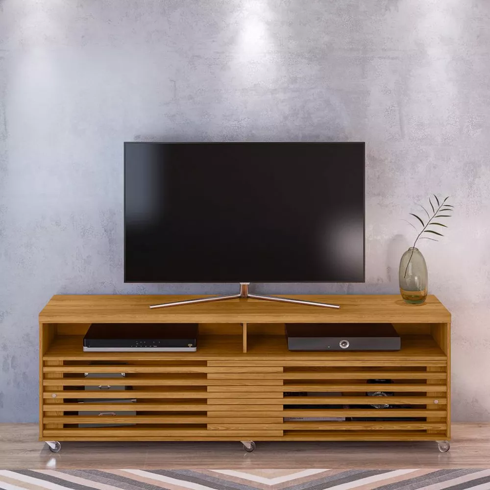 Rack para TV até 65 Polegadas 2 Portas de Correr com Rodízios Cross Frizz Madetec