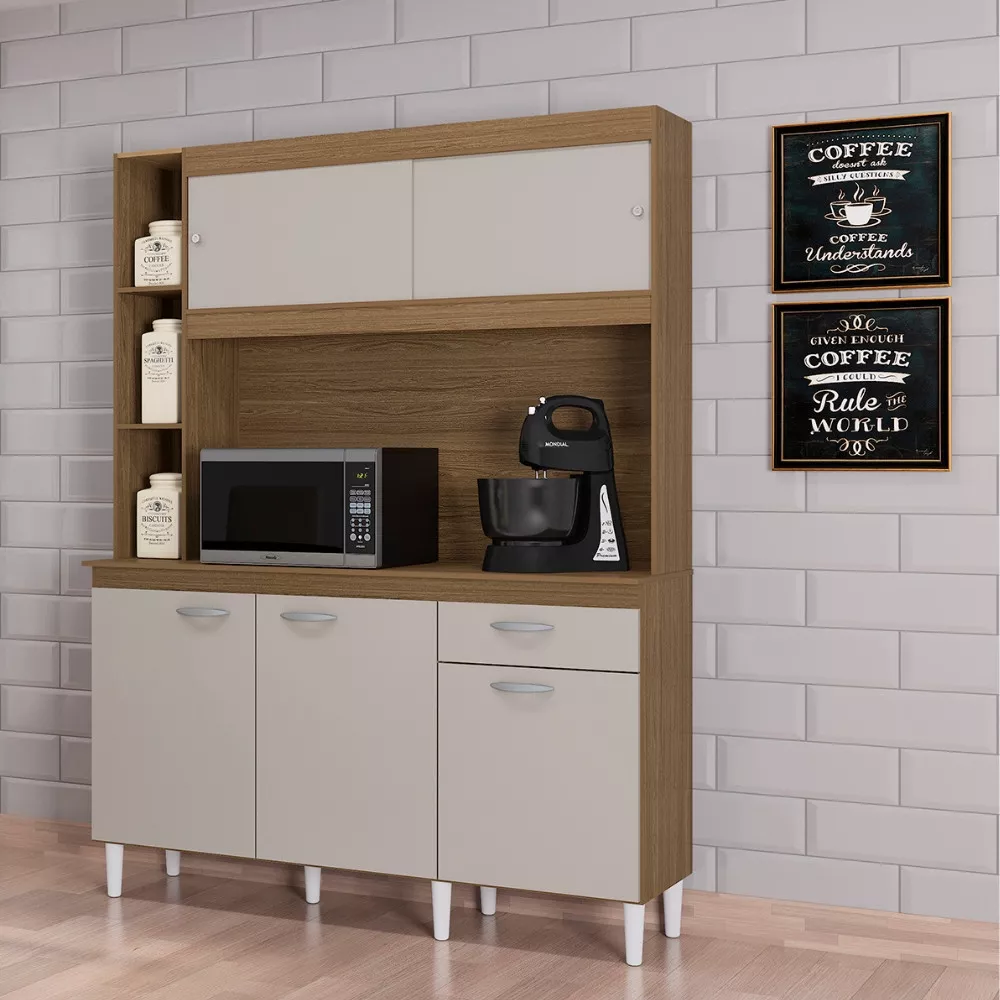 Cozinha Compacta 5 Portas 1 Gaveta com Tampo Duda Poquema