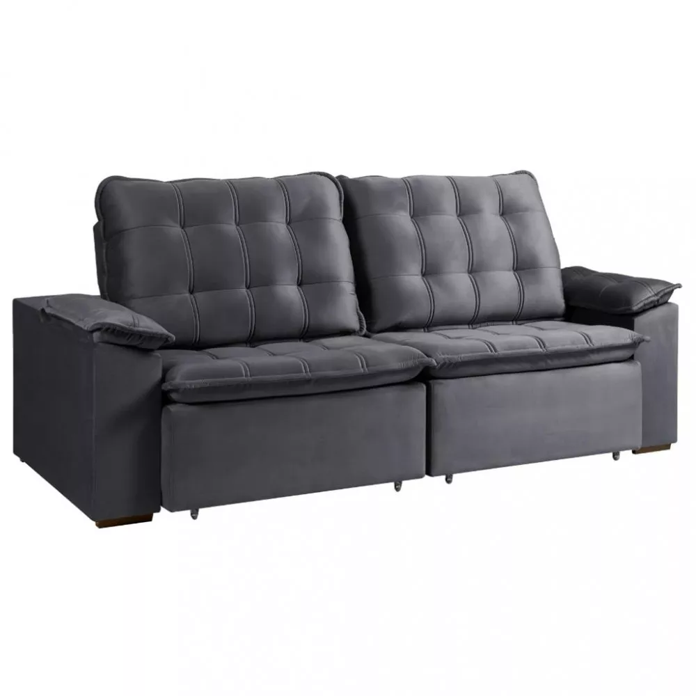 Sofá 4 Lugares Retrátil e Reclinável Veludo 280cm Marilia Takei