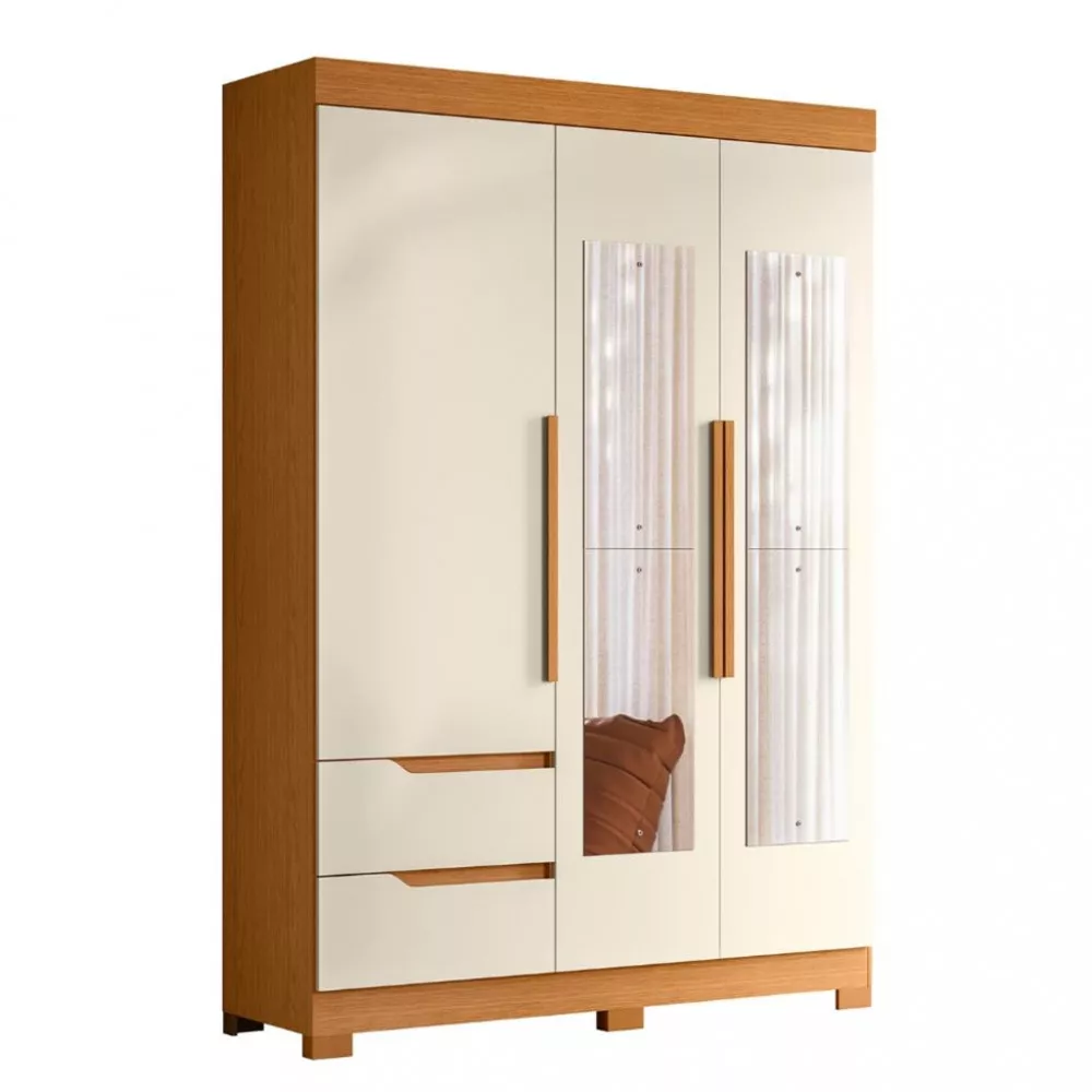 Guarda Roupa Solteiro Espelho 3 Portas 2 Gavetas Vivance Albatroz