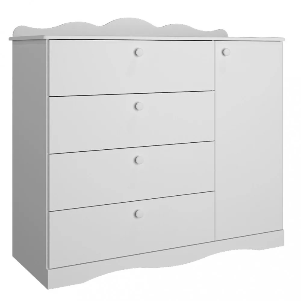 Cômoda Infantil 4 Gavetas 1 Porta com Pés 100 MDF Encanto Permobili