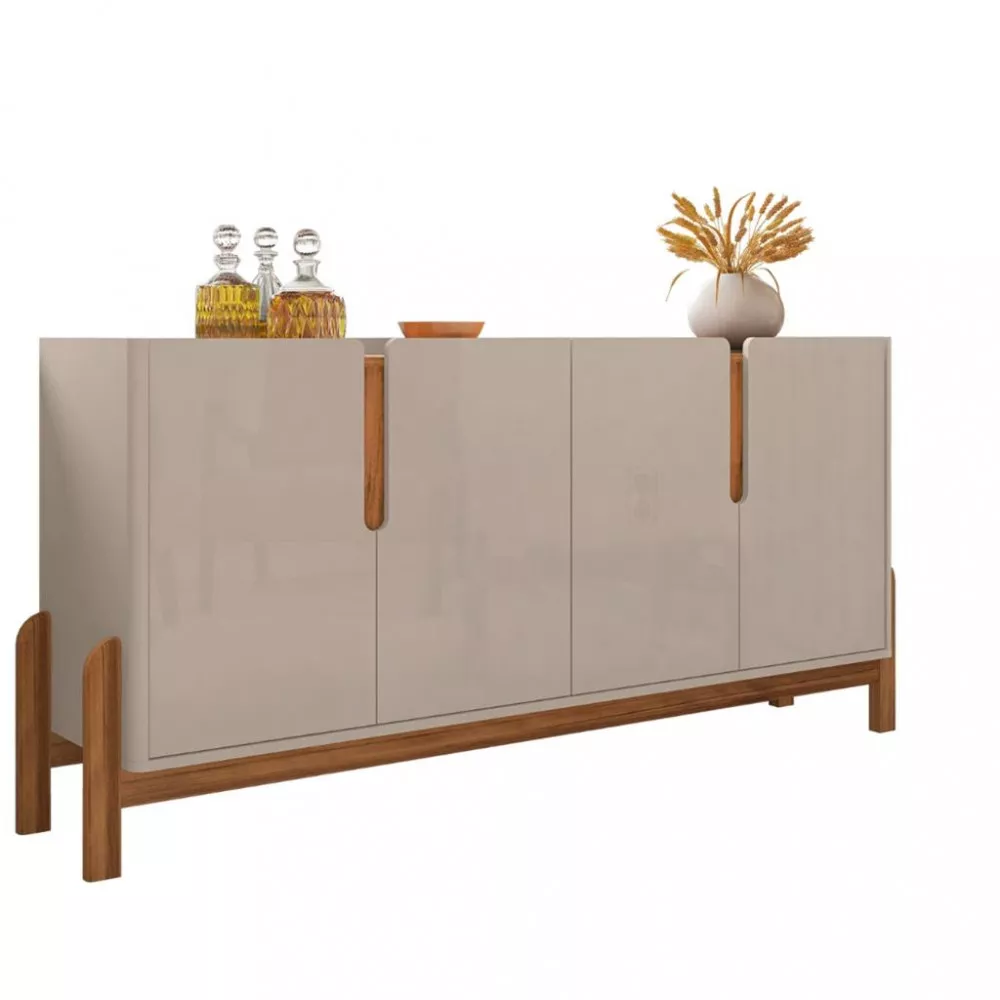 Aparador Buffet 4 Portas com Pés de Madeira Lizz Casa D