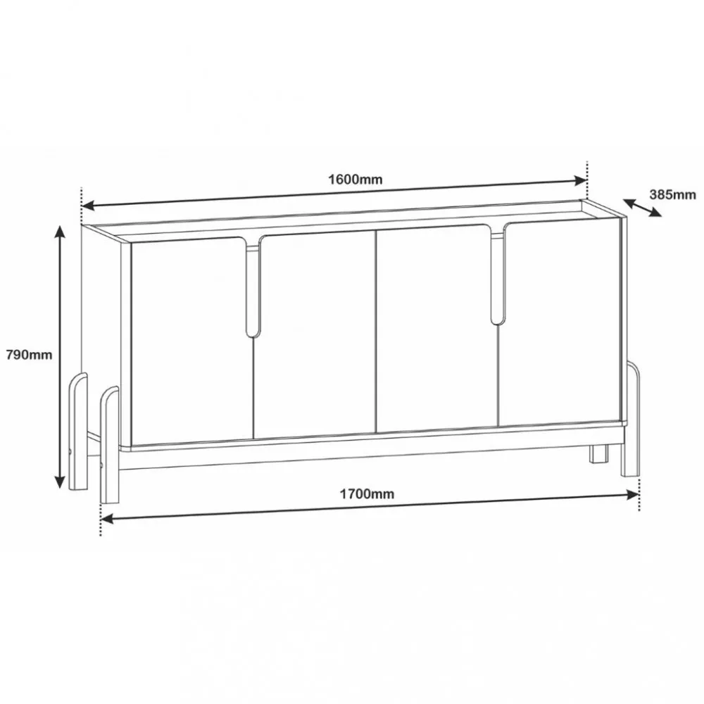 Aparador Buffet 4 Portas com Pés de Madeira Lizz Casa D