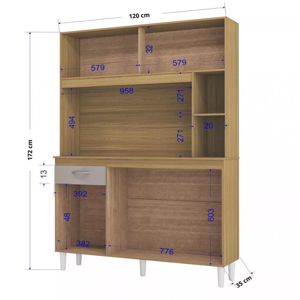 Image 3 of 4 of Cozinha Compacta 5 Portas 1 Gaveta 120cm Duda Poquema