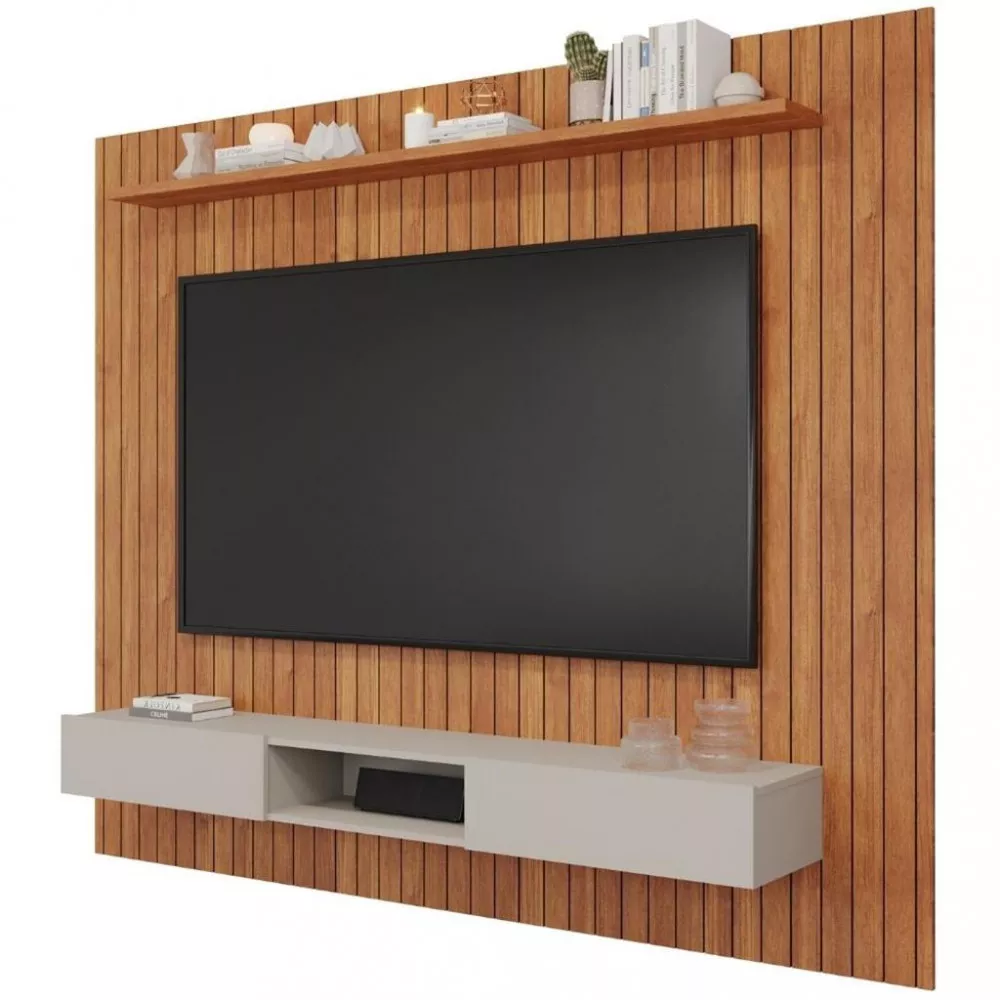 Image 1 of 4 of Painel para TV até 84 Polegadas 2 Portas Ripado Caravelas 2.25 Permobili