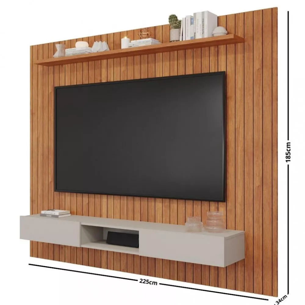 Image 3 of 4 of Painel para TV até 84 Polegadas 2 Portas Ripado Caravelas 2.25 Permobili