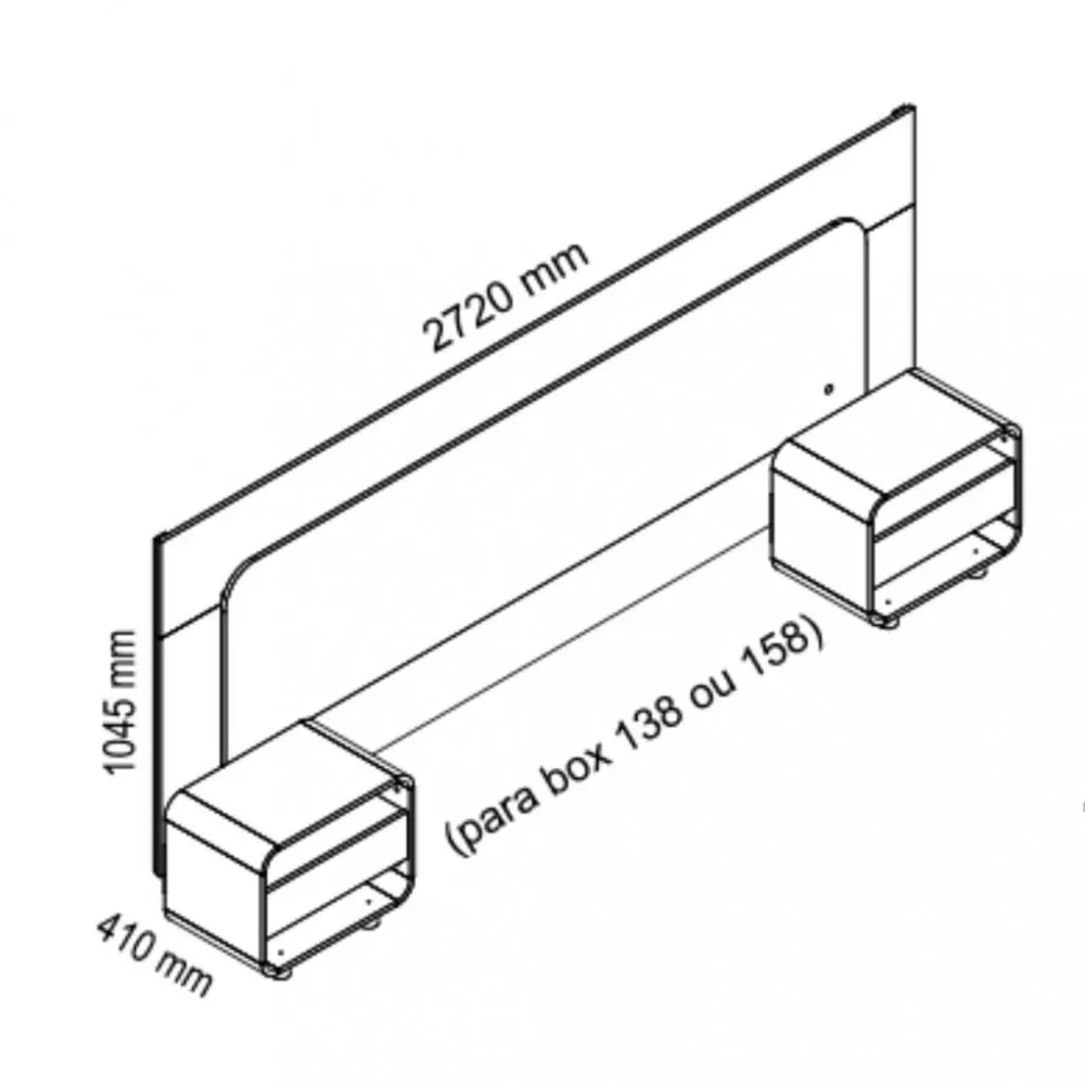 Cabeceira Extensível com 2 Mesas de Cabeceira Innova Gelius