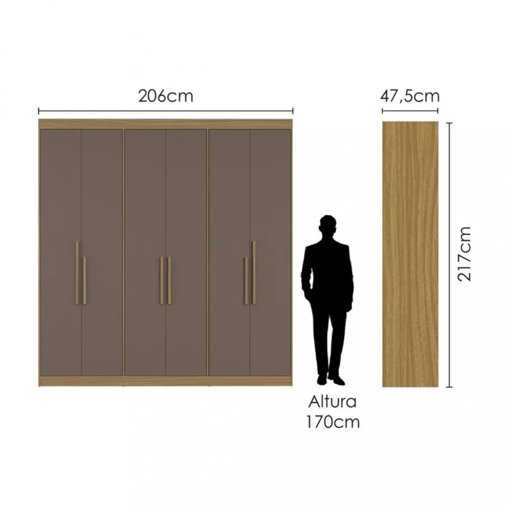 Guarda Roupa Casal 6 Portas PH1804 Herval