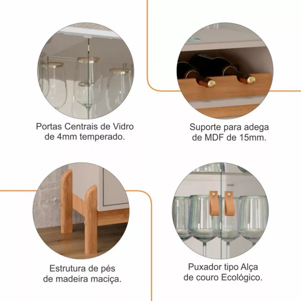 Cristaleira 2 Portas Vidro 1 Gaveta Bari Casa D