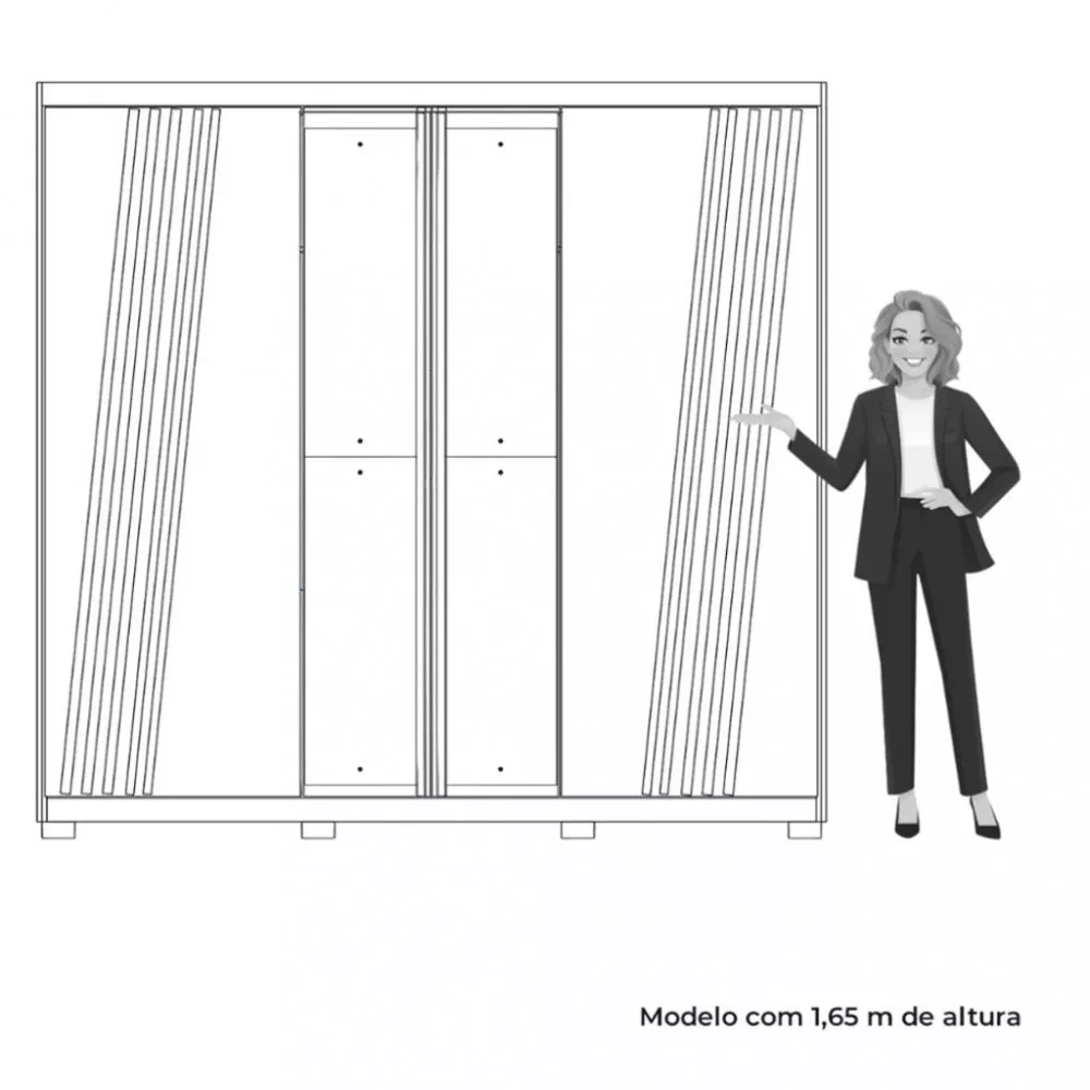Guarda Roupa Ripado Casal com Espelho e Pés 6 Portas Ouro Verde Albatroz