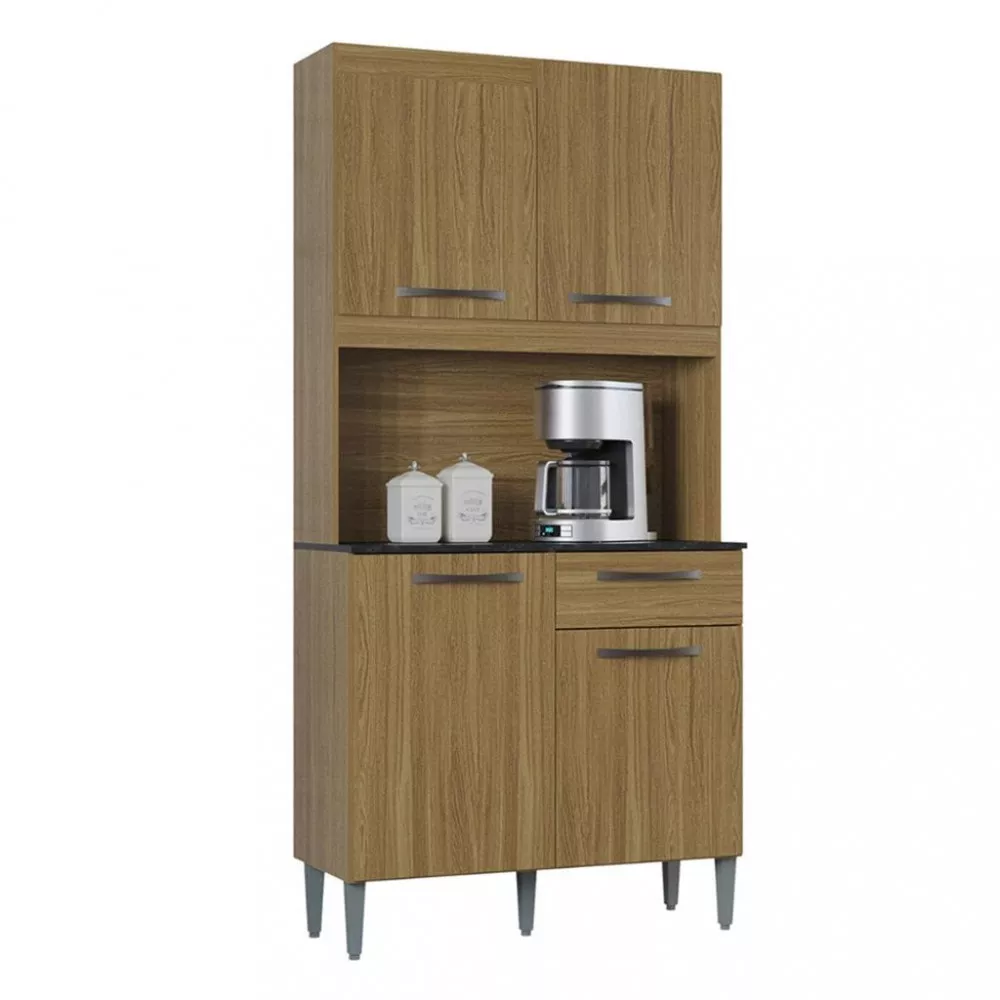 Cozinha Compacta 4 Portas 1 Gaveta 90cm Livia Poquema