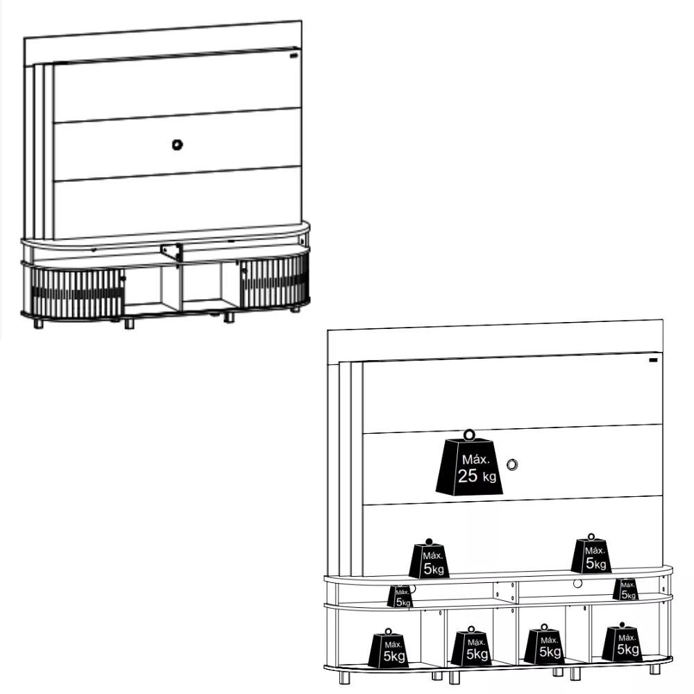 Estante Home para TV até 65 Polegadas 2 Portas com Pés Daytona Madetec