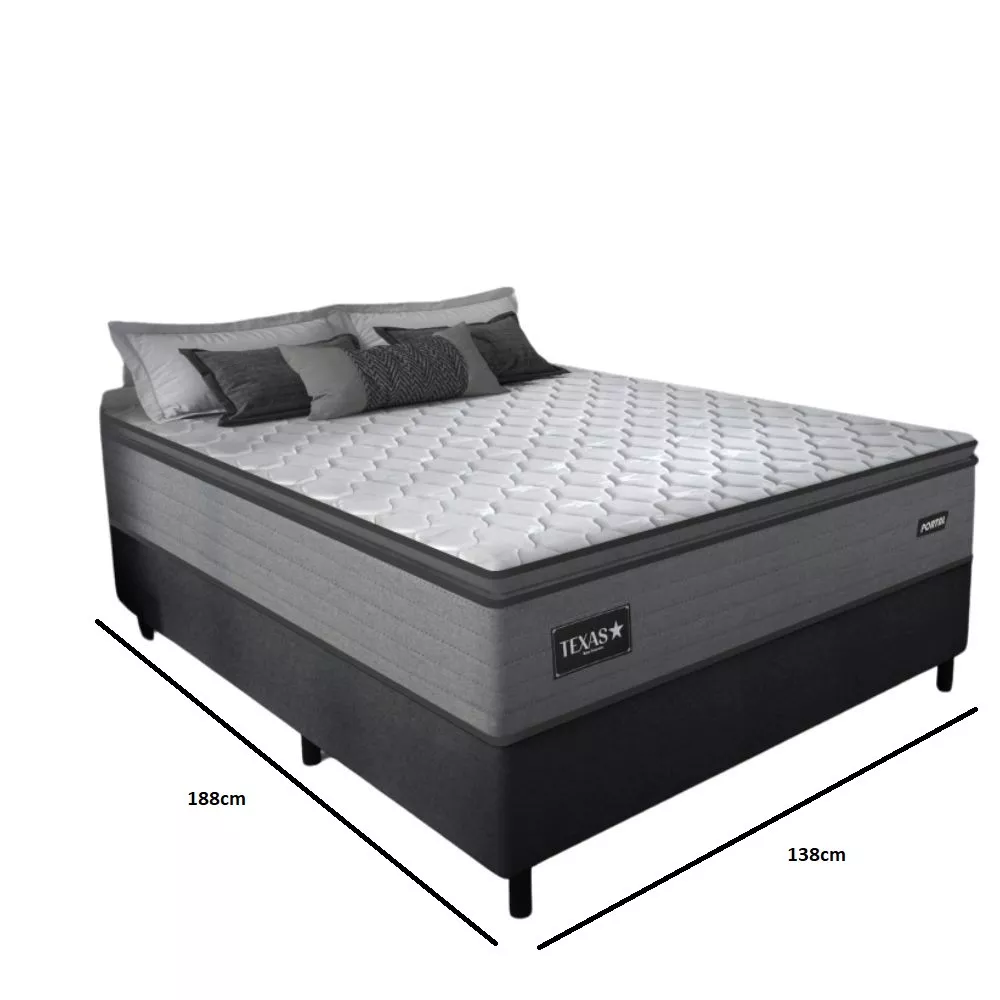 Cama Box Casal 138cm Molas Ensacadas Texas Gazin