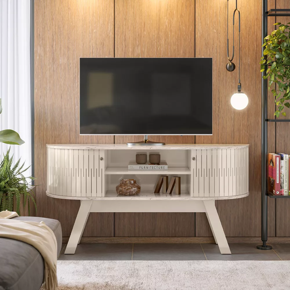 Rack para TV até 55 Polegadas 2 Portas com Pés Atlanta Madetec