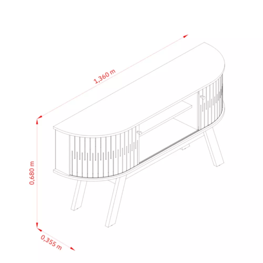 Rack para TV até 55 Polegadas 2 Portas com Pés Atlanta Madetec