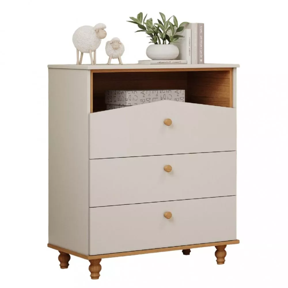 Image 1 of 4 of Cômoda Bebê 3 Gavetas Casinha Dengo Permobili