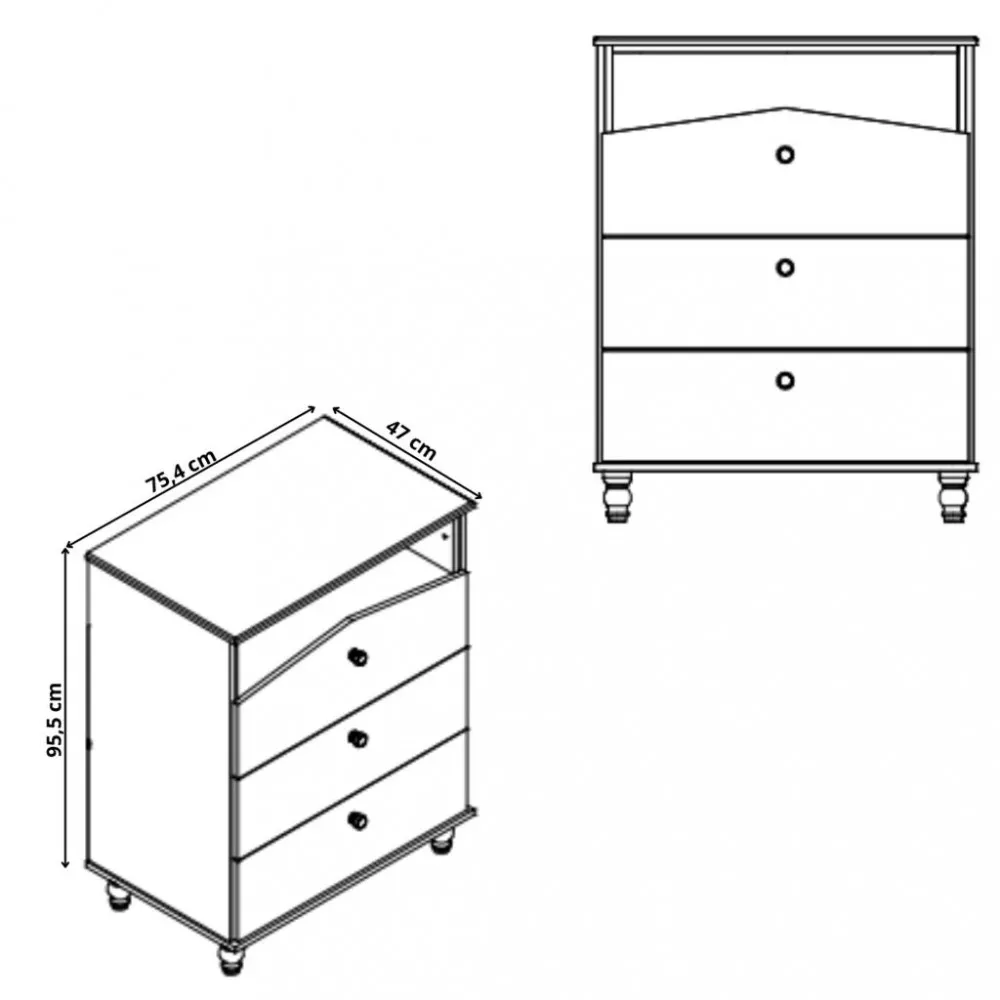 Image 2 of 4 of Cômoda Bebê 3 Gavetas Casinha Dengo Permobili