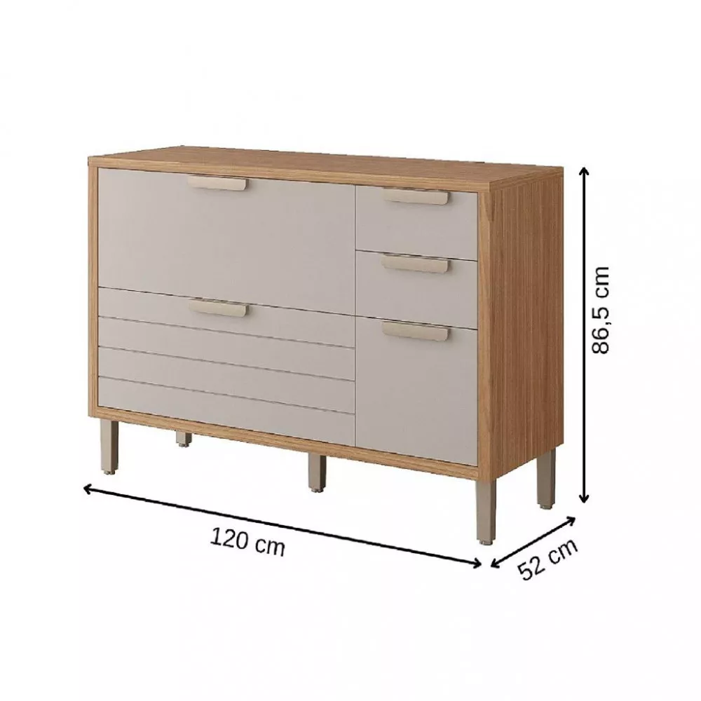 Balcão 120cm 1 Porta 4 Gavetas Eloise MGM Móveis