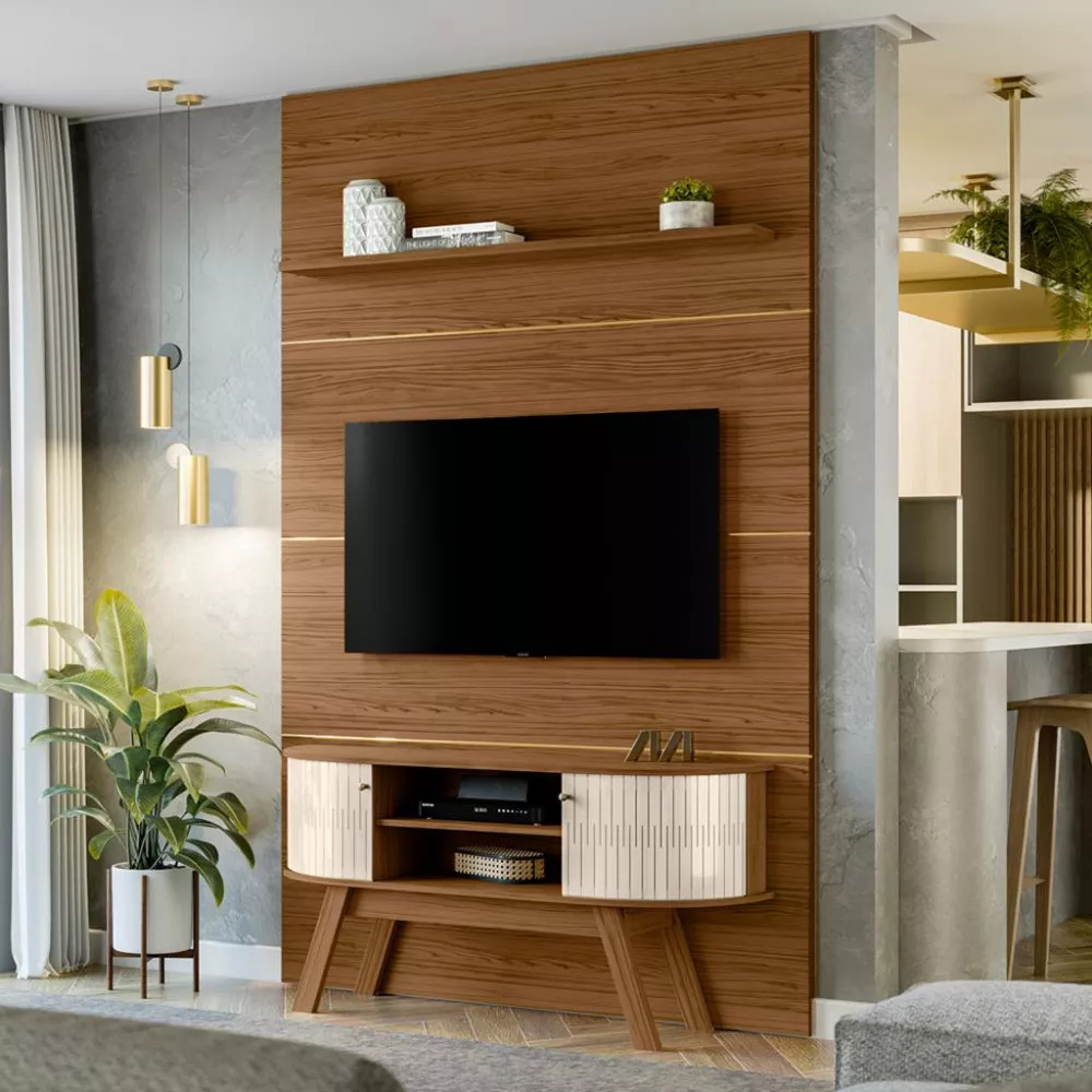 Rack com Painel para TV até 65 Polegadas 2 Portas com Pés Silverstone Madetec